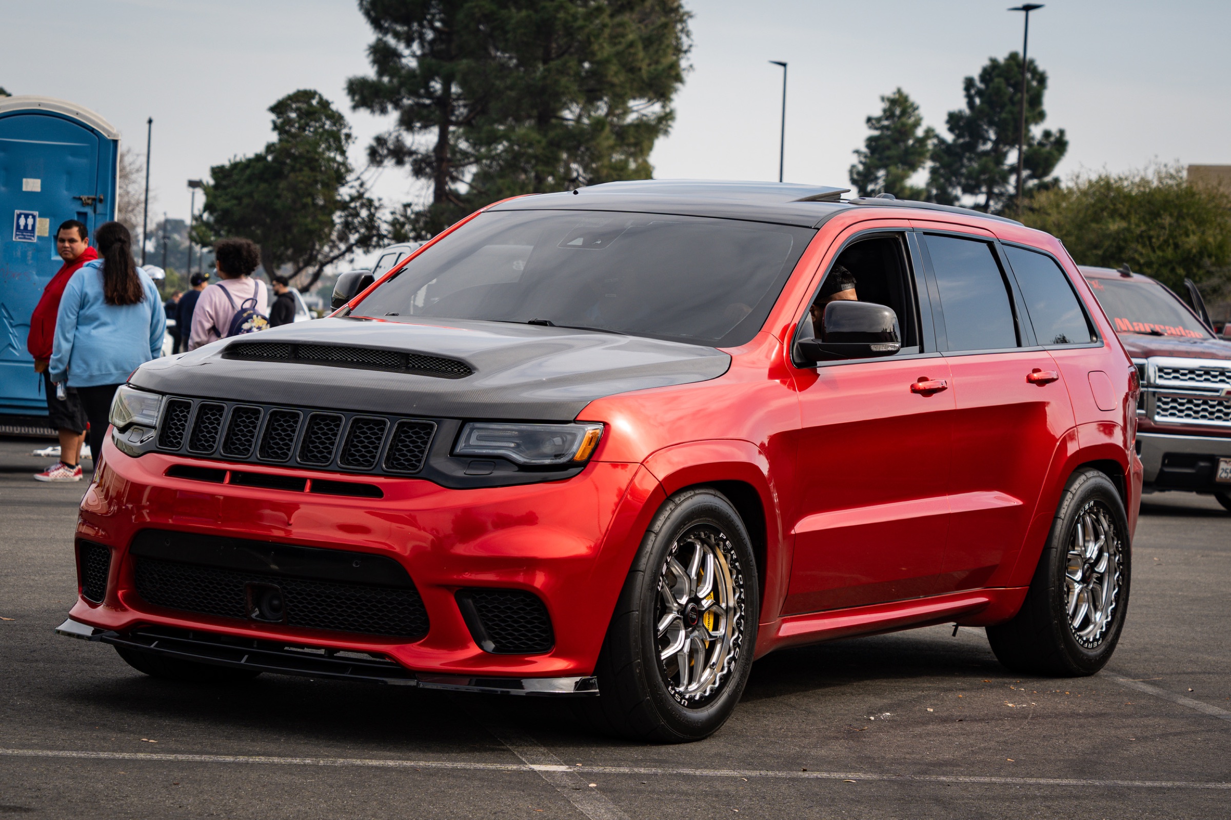 Red Jeep Trackhawk carbon hood